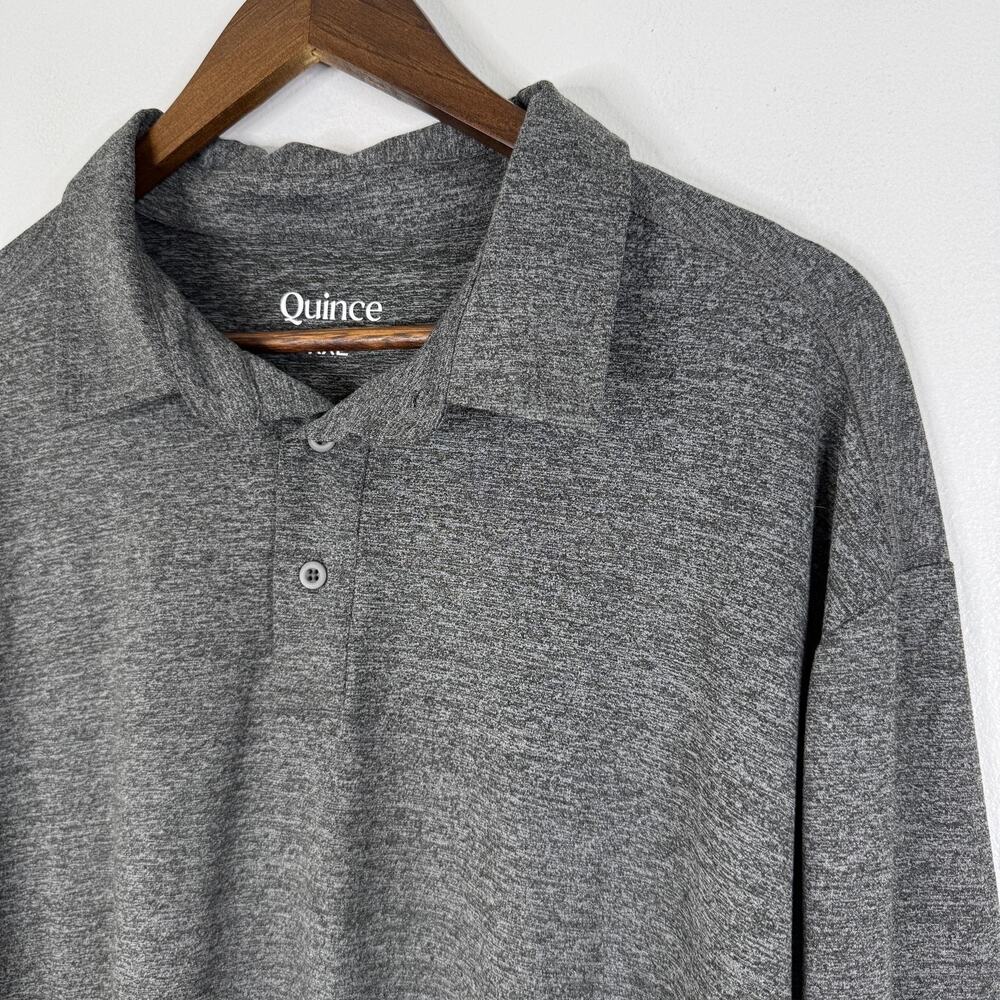 Quince Polo Shirt Mens XXL Gray Long Sleeve Stretch Performance Knit Casual